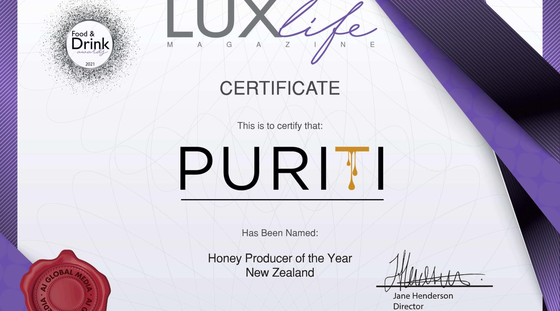 PURITI Wins Best NZ Honey Producer - PURITI