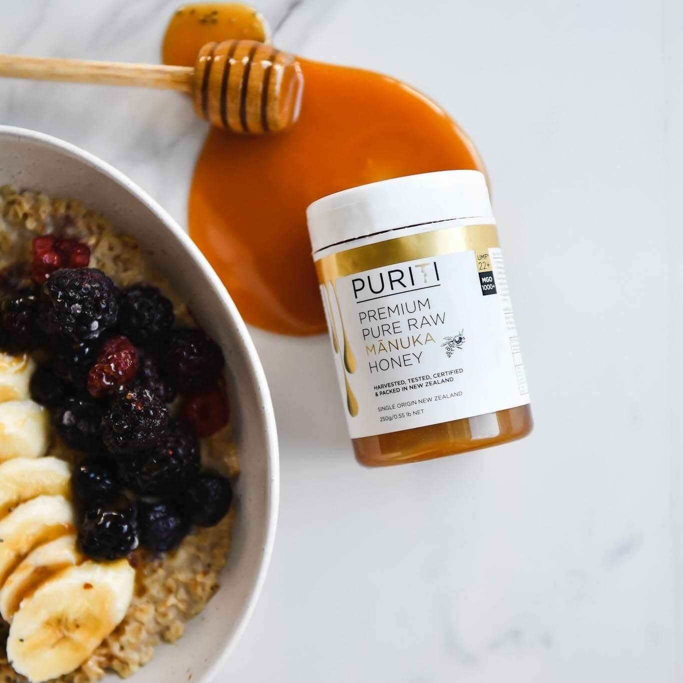 Puriti Manuka Honey and a bowl of delicious cereal