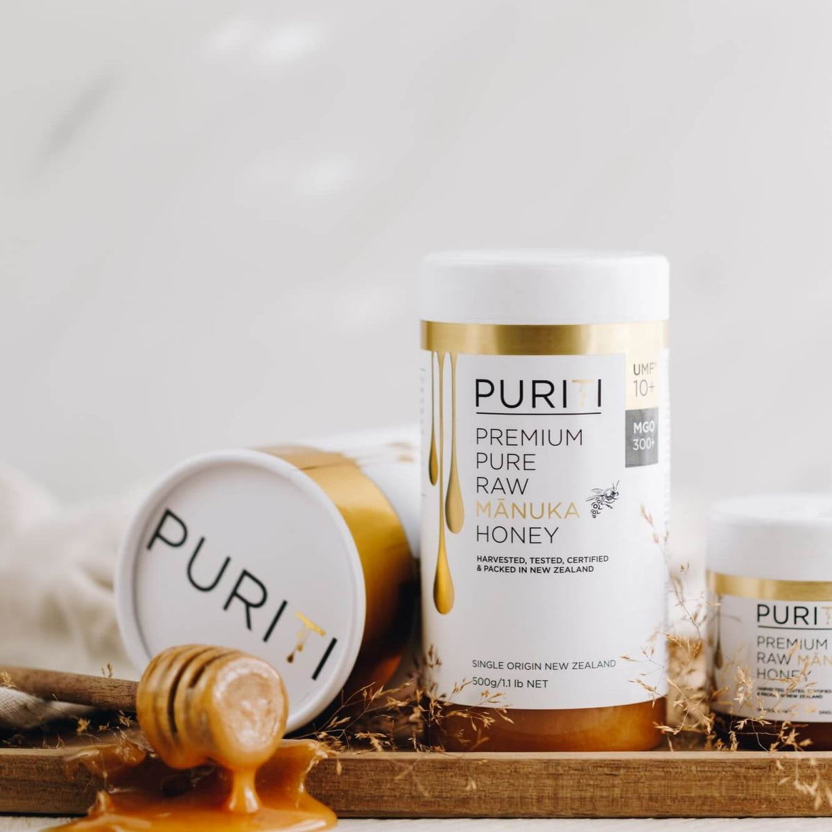 Puriti Premium Raw Manuka Honey UMF 10+ 500g 17.6 oz Jar x 2